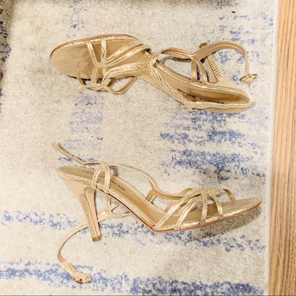 Antonio Melani gold strappy heels